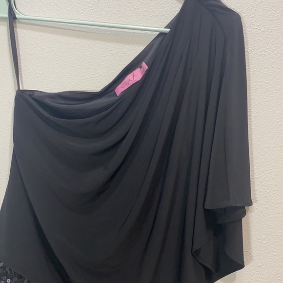 Eliza J one shoulder drape and sequin mini dress - Picture 3 of 8